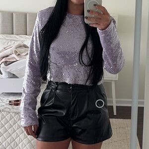 Purple long sleeve sequence boutique top size small